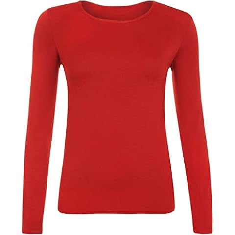 ZEE FASHION Kids Plain Basic Top Long Sleeve Girls Boys Uniform T-Shirt Tops Red Cover
