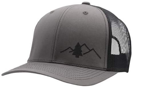 Image of LINDO Trucker Hat [ Great Outdoors Design ] for Men and Women: Mid Profile Cap with Breathable Mesh Back and Adjustable Snap