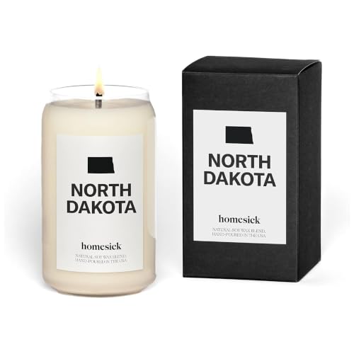 Homesick Premium Scented Candle, North Dakota - Scents of Spruce Needles, Clove, 13.75 oz, 60-80 Hour Burn, Natural Soy Blend Candle Home Decor, Relaxing Aromatherapy Candle