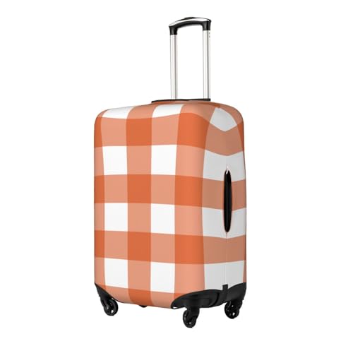 Spandex Travel Luggage Cover,Orange And White Plaid Suitcase Protector Bag Dust-Proof Washable Suitcase Cover2
