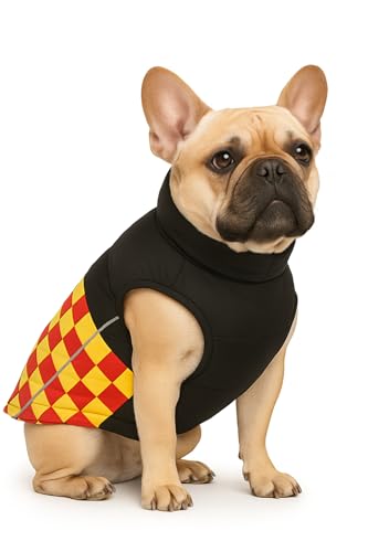 Image of The Pets Company Dog Winter Coat Jacket, Cloth, Windproof, Waterproof, Light Weight, Washable, Ultra Warm Thick Fleece Lined Dog Vest for Cold Weather Protection, (Yellow Check, Small-Medium-16 Inch)