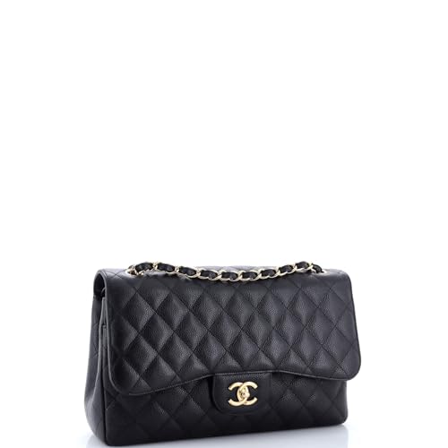 Pre-Loved Classic Double Flap Bag Quilted Caviar Jumbo, Black2