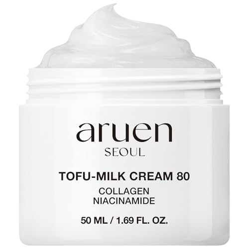 aruen Tofu Collagen Dual-Firming Jelly Cream - 80% Fermented Soy Milk + Bean Essence + Niacinamide - Korean Glass Skin Tightening, Daily Facial Moisturizer (1.69 fl.oz | 50ml)