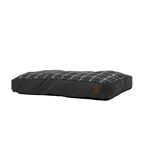 Ancol Dog Mattress in Black and Grey Tartan - Comfortable Pet Accessory with Removable Outer - Puppy Cat Mat Sleeping Place - 75 x 60cm