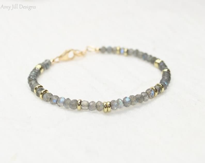 Idée cadeau unique avec ce bracelet en labradorite 3.5mm ajustable et unisexe - 2