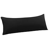 PiccoCasa 枕カバー 抱き枕ケース マイクロファイバー ロング 大きい 等身大 抱き枕カバー ピローケース ホテル品質 北欧 無地 封筒式 1枚 ブラック 50*120cm