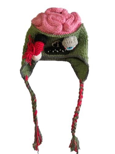 SUNONE11HKA Zombie Eyes Knitted Beanies Party Halloween Costume Accessory Hats Cosplay Tassel Brain Head Caps3