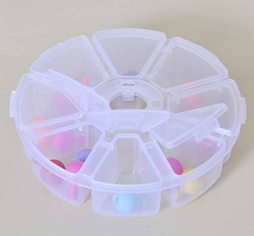 Image of 8 Girds Round Clear Plastic Storage Box, Jewelry and Crafts Organizer Container(2 Pack)