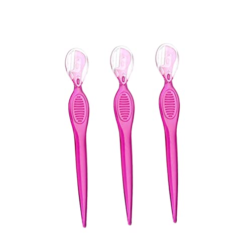 NOLITOY 3Pcs Stainless Steel Eyebrow Razors Lightweight Portable Beauty Makeup Tools with Non Slip Grip for Precise Facial Hair Trimming Travel Friendly Delicate Red