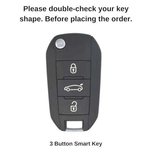Image of Keycept Metal Key Cover Compatible for Citroen C3, Basalt, Aircross 3 Button flip Key (Long Keychain)