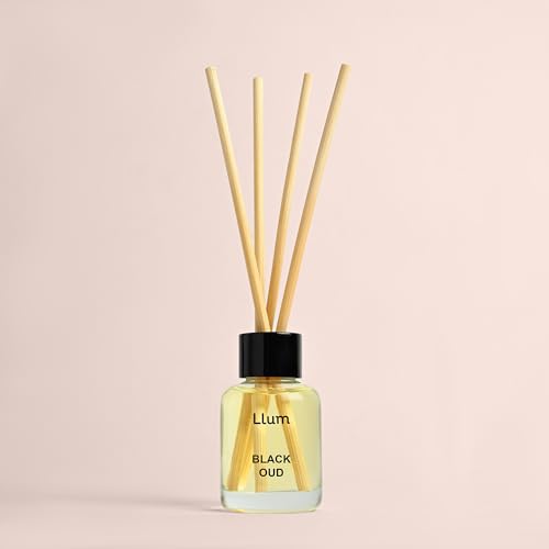 Image of Llum Black Oud 30ml Reed Diffuser Set | Premium Room Freshener for Small Spaces, Washrooms, Desk Accessory | Organic, Toxin Free Home Fragrance, Aromatherapy | Luxurious Scents | Elegant Gift