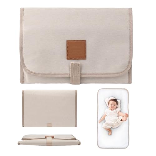 Baby Changing Mat Travel Changing Mat Foldable and Portable Suitable for Travel Family and Outdoor Use (Ivory)