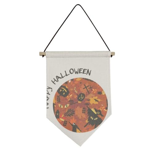 Drapeau d'Halloween en toile à suspendre pour décoration murale festive