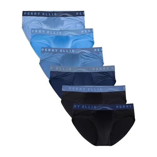 Perry Ellis Pacote com 6 cuecas masculinas de microfibra – tecido elástico macio com suporte flexĂvel e conforto diário suave, Riviera, P
