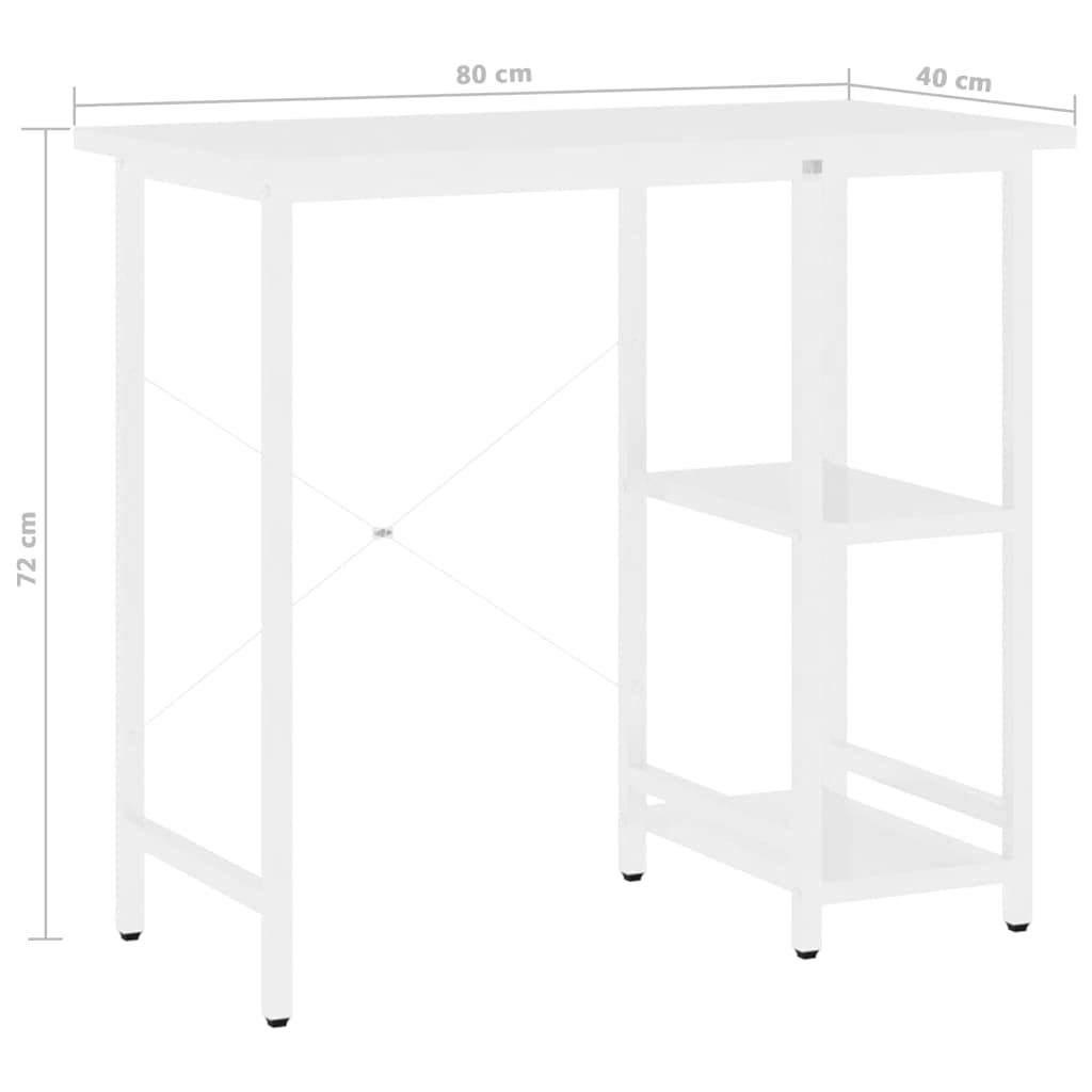 Scrivania per computer bianca, 80 x 40 x 72 cm, in MDF e metallo, stabile scrivania per PC portatile, tavolo da lavoro con ampio spazio di lavoro per ufficio, casa, cameretta dei bambini