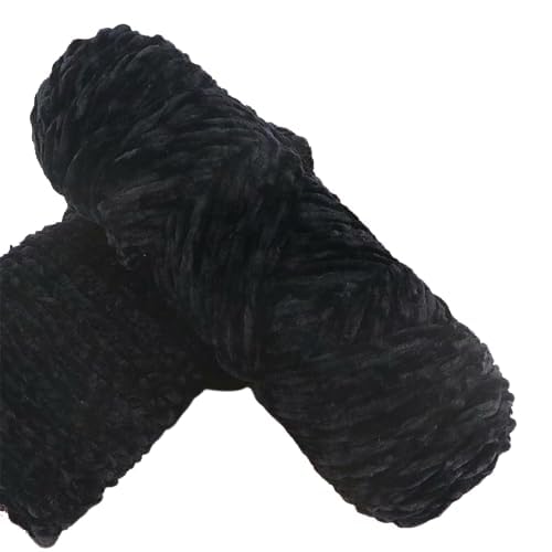 Yarn Velvet Knitting Yarn Soft Crochet Ball Craft Multi Colors, Ideal for Beginners Kids Crafts (Black) - Image 2