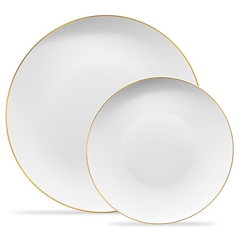 PLASTICPRO 32 Piece Combo Plates Set - 16-7'' & 16-10'' White Pla...
