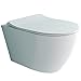 Produktbild Alpenberger Spülrandloses Hänge-WC | Quick-Release WC-Sitz mit Absenkautomatik | Tiefspül-WC mit Antibakterielle Beschichtung | Kein Überspritzen durch ideale Wasserführung | inkl. Befestigungsset