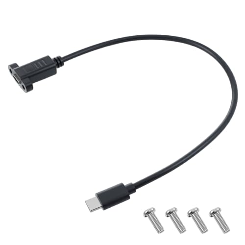 USB Type C Male to Female Cable, USB Type C 3.1Panel Mount Adapter Cable 10gbps Panel Mount Connector for Charging,Data Sync, Video,Audio,Compatible with Laptop,Tablet,Smartphone (0.3m/1ft)