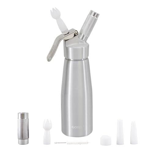 YOOCOOK - Sifón de aluminio de 0,5 L para nata montada y postres - Sifón de cocina de 500 ml para verrines, salsas, espumas y aceites infusionados - Para usar con cartucho de sifón de N2O de 8 g