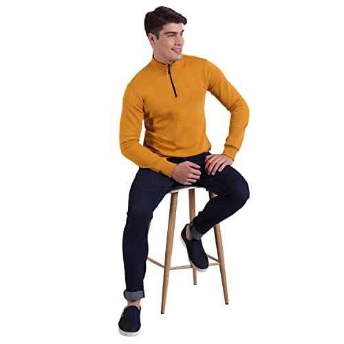 Image of United Colors of Benetton Men Cotton Blend Solid Slim Fit Tshirts (3019J7120I Yellow S)