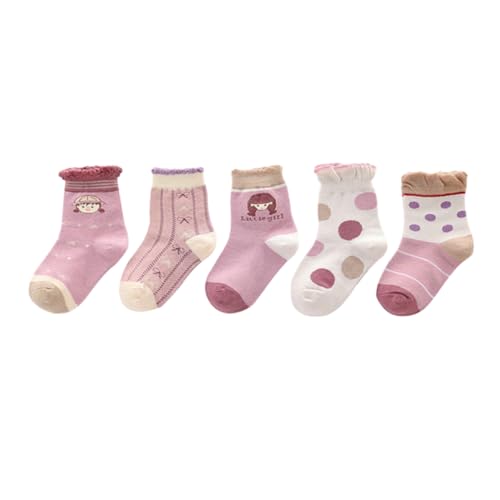 5 pairs - 's comfortable and delicate sweat-absorbing non-slip cute sports breathable mid-tube socks - [Loli Princess] - S size