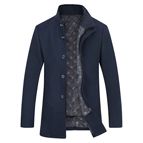 YOUTHUP Herren Mantel mit Winterweste Kurzer Wolle Wintermantel Winter Outdoor Dicker Wollmantel, Blau 1853, M