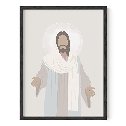 HAUS AND HUES Imágenes de Jesús para pared – Pintura artística enmarcada de Jesús, decoración de pared de arte cristiano, arte de pared de Jesús, imagen de Jesucristo enmarcada decoración de pared