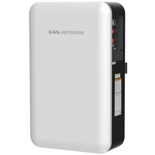 Vestwoods 48V 100Ah Power Wall Lithium Battery, Canbus 5120Wh 16-Cells 100A BMS LiFePO4 Battery, 10 Years 15000 Cycles, IP65 Outdoor Mounted for Solar System, Off-gird Energy Storage, RV & Marine