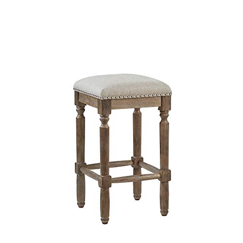 Ball-Cast-Counter-Height-Barstool-Upholstered-Counter-Stool-Weathered-Oak-Finish-2-Pack-26-H Ball Cast Counter Height Barstool Upholstered Counter Stool Weathered Oak Finish 2 Pack 26 H