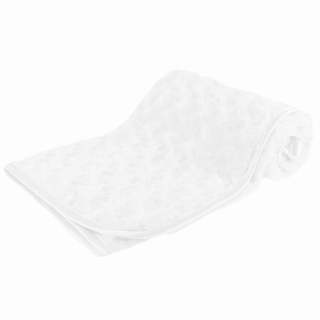 Gum & Berries Baby Boys Girls Rosebud Fleece Blanket Wrap Shawl Satin Trim & Fleece Back White 75 cm x 100 cm