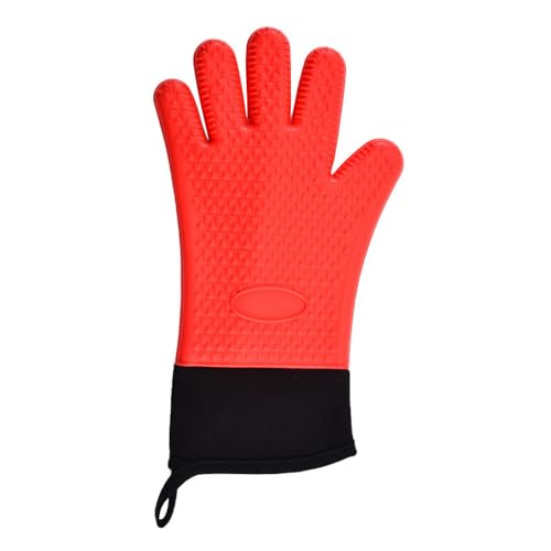 High-Temperature Resistant Silicone Insulated Oven Gloves - Five-Finger Anti-Scald Kitchen Mitts for Baking and Microwave Use - Heat-Resistant Cooking Tools