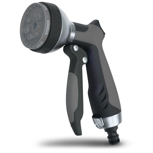 YourCasa Gartenbrause aus Aluminiumgehäuse - Gartenspritze mit 7 Sprühmustern - Brause Spritze mit Gartenschlauch Aufsatz Handbrause Garten Wasserspritze Düse Reinigungsspritze Multibrause (Anthrazit)
