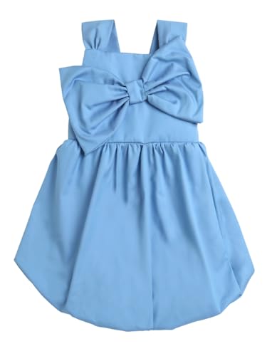 Image of Big Bow Design Sleeveless Dress Girls Summer Frock Clothing
