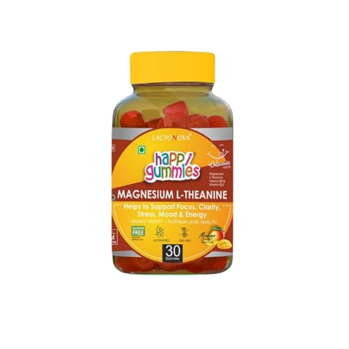 Happi Gummies Magnesium L-Theanine for Adults 30 Sugar-Free Vegan Mango Flavor Gummies Calm Focus & Relaxation Support Mood & Mental Clarity Muscle and Nerve Function Energy Metabolism Support