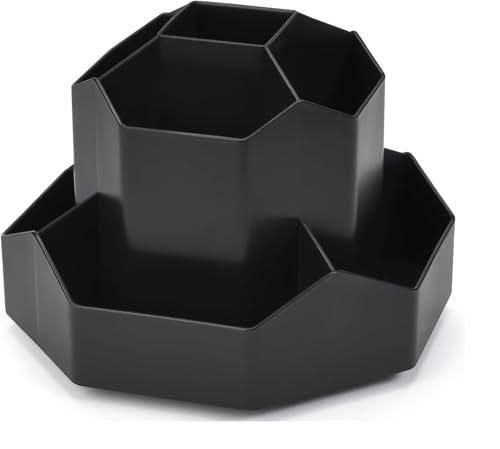 FRETONBA Soporte giratorio de 360° para bolígrafos, 9 ranuras para escritorio, bonito organizador de suministros de papelería, soporte de escritorio para oficina, escuela, hogar, suministros de arte