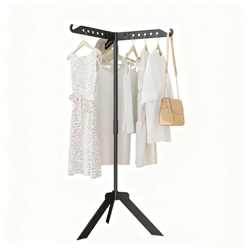 AISIR Tendedero Plegables con 3 Alas, 360° Rotación Tenderetes de Ropa y Altura, Válido para Interior y Exterior -Negro