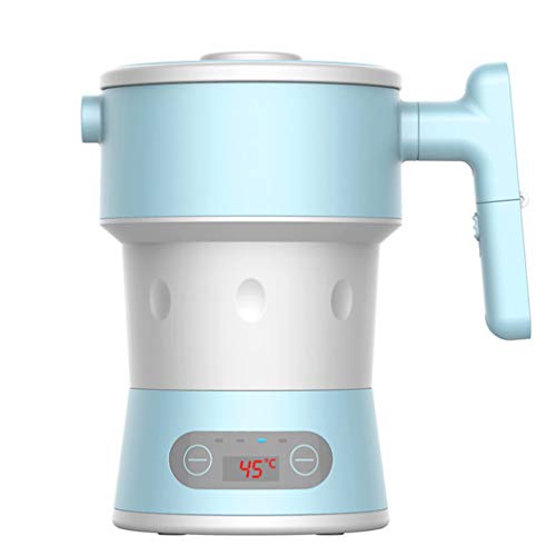ZKHD Hervidor de agua portátil de viaje, recipiente de agua, agua de cocción rápida, adecuado para habitaciones familiares, viajes, calefacción eléctrica automática, color azul