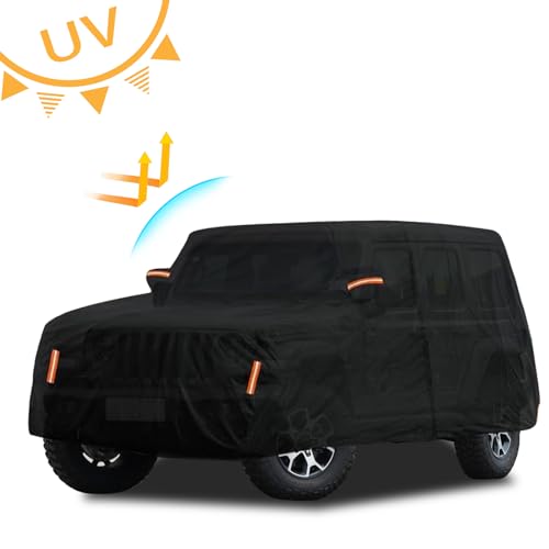 Image of Car Cover for Wrangler 4 Door JK JL,Wrangler Rain Covers Waterproof Driver Side Zipper Opening, Outdoor Full Coverage, Dustproof, Sunproof, Windproof, All Weather Protection
