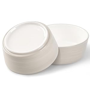 Dog Bowls, Non Slip Ceramic Dog Food and Water Bowl with Silicone Base, Heavy Weighted Pet Feeding Bowl for Cats, Puppoes and Small Dogs (Light Grey-2 Pack, 6 Inches)