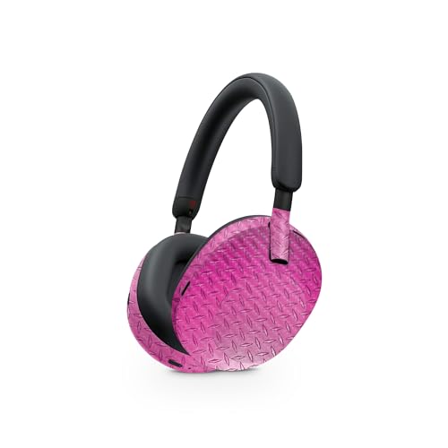 Image of MightySkins Carbon Fiber Skin Compatible with Sony WH-1000XM5 Headphones - Pink Diamond Plate | Protective, Durable Textured Carbon Fiber Finish | Easy to Apply