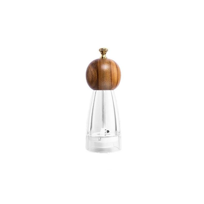Macina Pepe Saliera Macinapepe in Legno di Acacia con Bottiglia acrilica, Adatto for Cucina Domestica, Ristorante, riunioni all'aperto(6in)