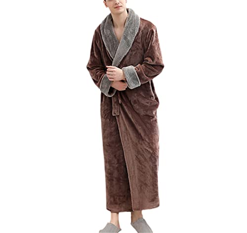 Peignoir flanelle homme chaud polaire corail longue robe chambre L