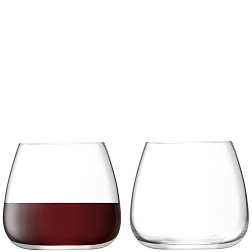LSA International Wine Culture Flute da champagne, Vetro, Trasparente, Stemless Wine Glass 385ml, Set of 2