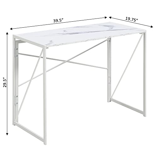 Convenience Concepts Xtra Folding Desk, White Marble/White #TOP2