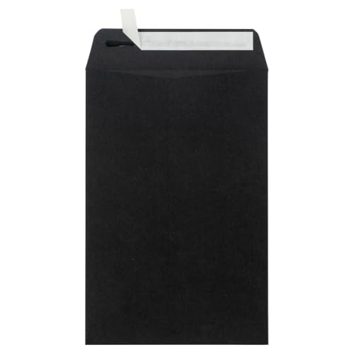 JAM PAPER 6 x 9 Open End Peel & Seal Envelopes - Black - 50/Pack