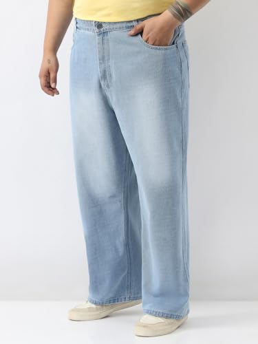 Image of Urbano Plus Men's Loose Baggy Fit Washed Jeans Non-Stretchable