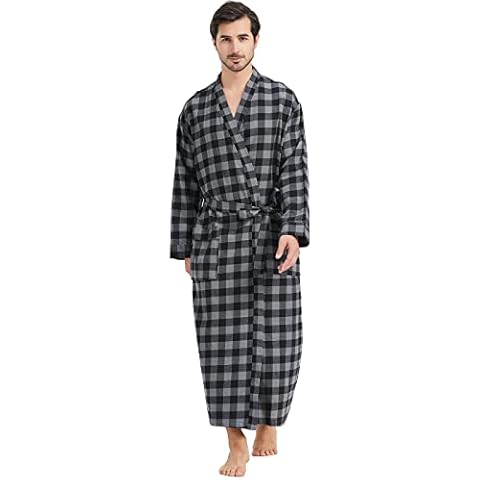 FashGudim Peignoir en flanelle à carreaux Cover