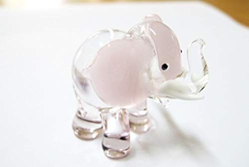 Wildlife Miniature Hand Blown Glass New Glass Elephant Pink Figurine Collection