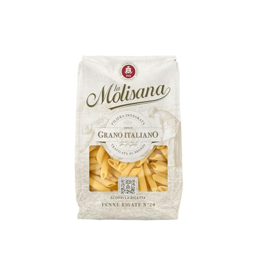 La Molisana, Penne Rigate n. 20, Pasta da Solo Grano Italiano - Trafilata al Bronzo, Ruvida e Tenace con Eccellente Tenuta in Cottura - Confezione da 500 g